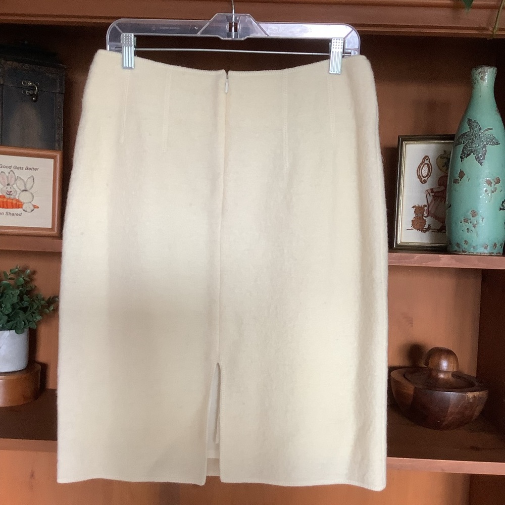 80s Vintage Franco Valeri 100% Cream Wool Pencil Skirt Size Large - Picture 5 of 12